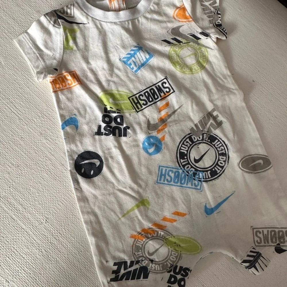 Nike White Romper with Colorful Graphic Print